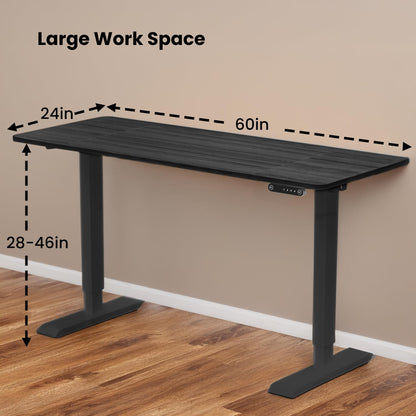 Sold & Shipped by an American Small Business - 60x24in Electric Height Adjustable Standing Desk, Workstation. Sit & Stand Work Styles. Perfect for The Home Office! (Black Top, Black Legs, DSK-6024)