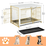HOOBRO Dog Crate Furniture, 38.6" Large Dog Kennel Indoor, Wooden Dog Crate with Pull-Out Tray, Double Doors Dog House, Modern Side End Table for Small/Medium/Large Dog, White DW982GW03 HOOBRO