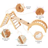 Beright 4 in 1 Pikler Triangle Gym, Montessori Foldable Climber with Ramp, Indoor Climbing Toys for Kids, Climbing Triangle for Toddlers Arch Climber, Rocker, Learning Waldorf Toy Structure, Natural Beright