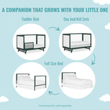 Dream On Me Carter 5-in-1 Full Size Convertible Crib / 3 Mattress Height Settings/JPMA Certified/Made of New Zealand Pinewood/Sturdy Crib Design, Olive & White Dream On Me
