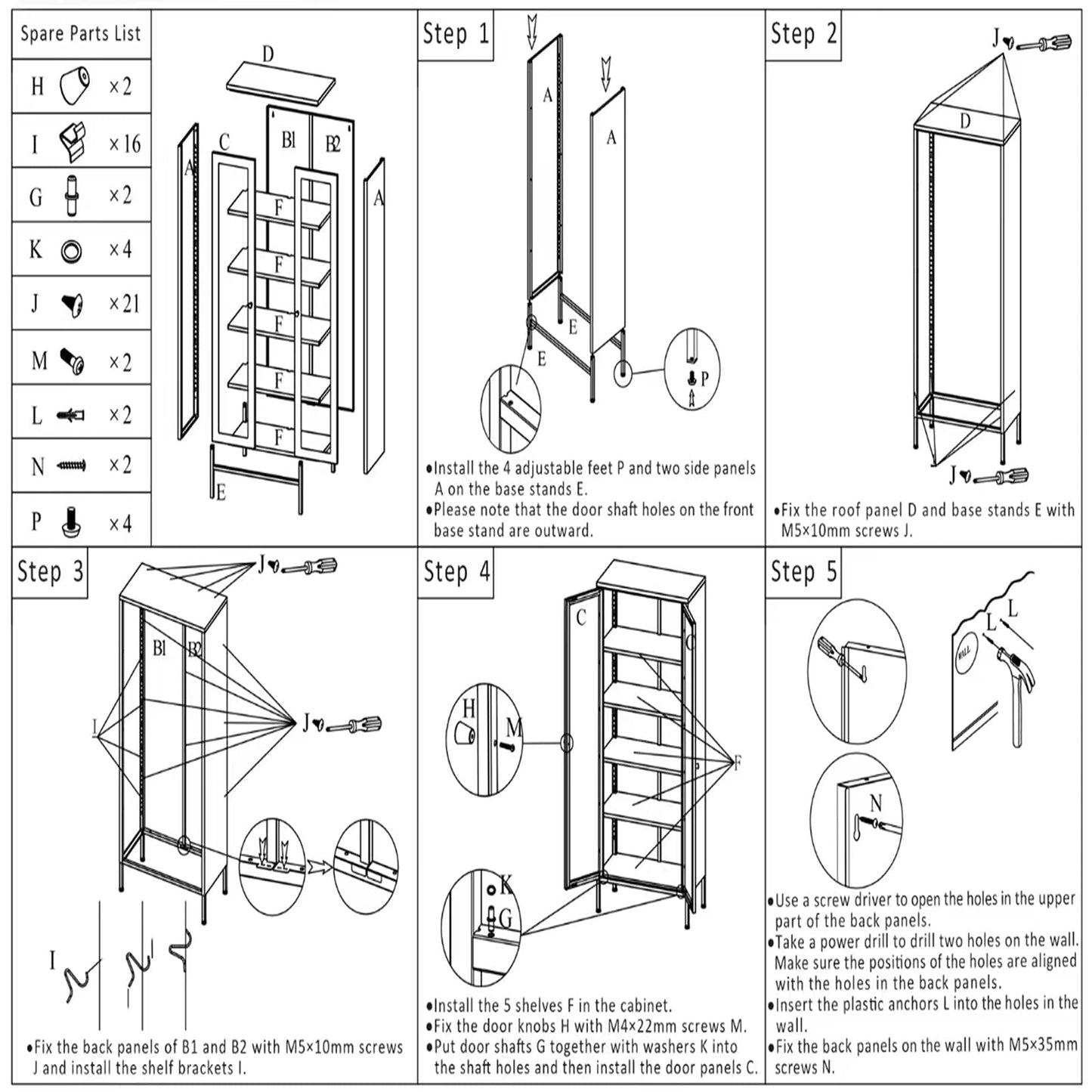 TVMCNA 67" Curio Display Cabinet for Collectibles 5 Tier Metal Storage Cabinet Curio Cabinet with Glass Doors, Tall Display Case Bookshelf with Doors for Living Room, Kitchen, Pantry - WoodArtSupply