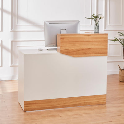 Reception Desk with Counter,Modern Counter Table with Cable Grommet,47 inch Retail Counter for Checkout, Lobby, Beauty Salon,Barber and Small Company (Normal)