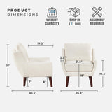 Lexicon Modern Wingback Accent Chair, Chenille Fabric Upholstered Lounge Reading Arm Chair, Solid Wood Legs for Living Room, Bedroom, Supportive Padded Pocket Coil Seat, Easy Assembly, Beige Lexicon