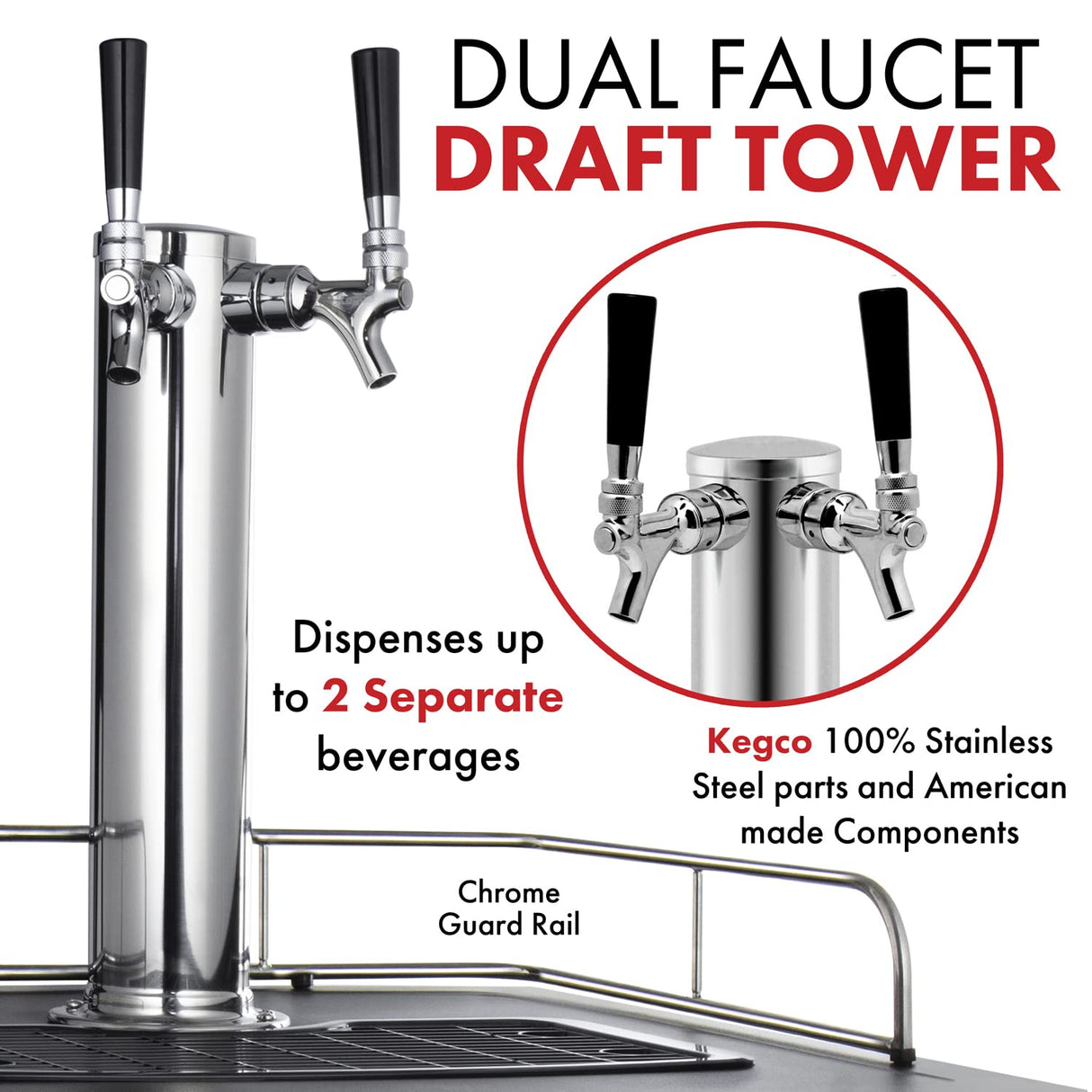Kegco K309B-1 Kegerator Black, 2 Faucet Kegco