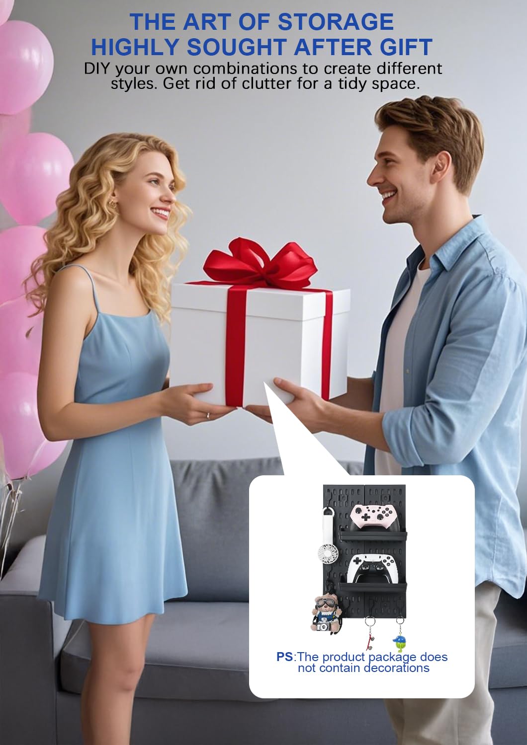 Pegboard Wall Organizer - Modular System for Gaming Setup, Office & Kitchen Storage Solutions Create A Perfectly Structured Space(Black,16″×12″) Colville