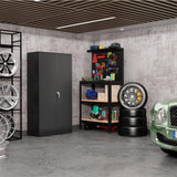 Anwick 72" Locking Metal Storage Cabinet,Tall Locker Organizer Steel Cabinets,Adjustable Layers Shelves 2 Doors for Anwick