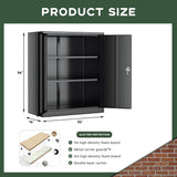 Greenvelly Metal Storage Cabinet, 36" Locking Storage Cabinet with Doors and Shelves, Lockable Storage Cabinets for Home Office, Utility Locker Cabinet, Steel Garage Cabinet with 2 Keys, Black Greenvelly