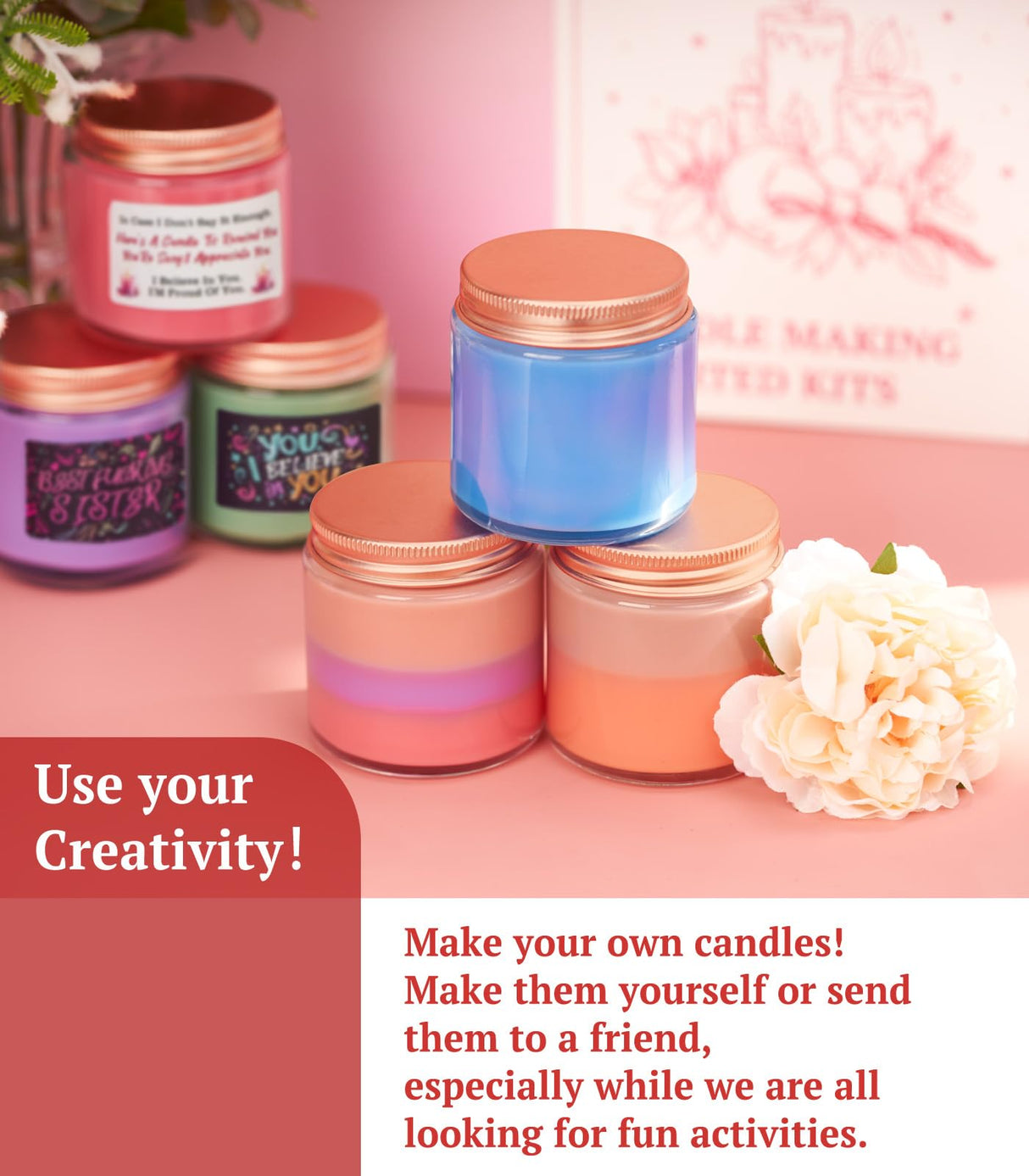 DIY Candle Making Kit for Adults, Kids, Teens and Beginners - 2Lb Soy Wax, 6 Scents, 8 Type Dye Wax, 6 Glass Jars Melter, Thermometer, Spoon and More with Fun Stickers,Gifts For MOM,Friends,Lover CHAMBERY