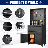 Yizosh Metal Garage Storage Cabinet with Wheels,3-Drawer Rolling Tool Cabinet with 2 Door and Adjustable Shelves,- 71" Steel Tool Cabinet for Warehouse,Garage,Workshop Yizosh