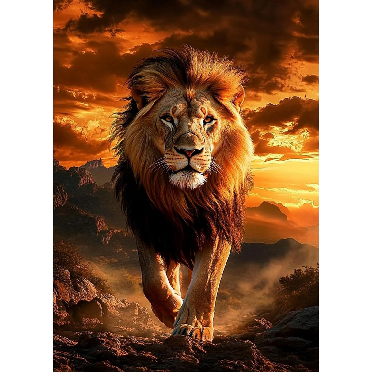 QENSPE Diamond Painting Kits for Adults,Lion Full Drill Diamond Art Diamond Dots Paintings for Beginners,Round 5D DIY Arts and Crafts for Home Wall Decor 12x16 inch QENSPE