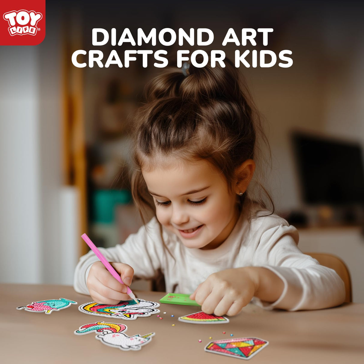 TOY Life Diamond Art Kits for Kids with Keychains, Unicorn Diamond Painting Kits for Kids, Gem Art Diamond Dots for Girls Age 8-12 TOY Life