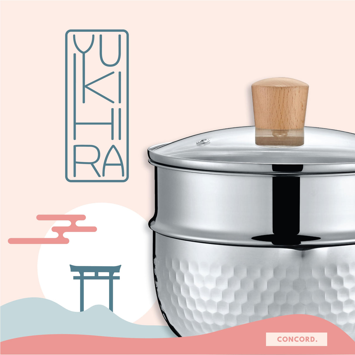 CONCORD 2 Quart Stainless Steel Yukihira Pan with Steamer. Traditional Japanese Saucepan with Wood Handle. Great for Ramen, Tempura pot, Milk, etc. Concord