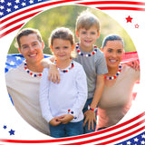 200 Pieces 4th of July Wood Beads Patriotic Independence Day Wooden Beads America Flag Stars Spacer Beads Blue White Red Beads for Craft DIY Garland Memorial Day Tiered Tray Decor Waydress