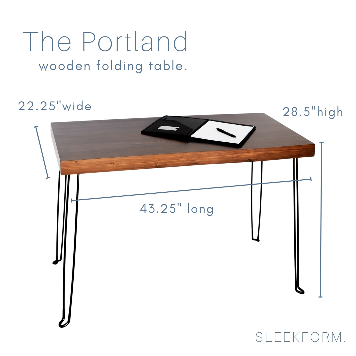 Sleekform Folding Desk Lightweight Portable Wood Table, Small Wooden Foldable No Assembly Required - WoodArtSupply