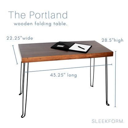 Sleekform Folding Desk Lightweight Portable Wood Table, Small Wooden Foldable No Assembly Required - WoodArtSupply