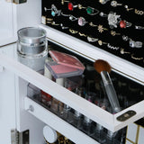 Jewelry Cabinet Standing Mirror with Drawers Wheels Full Length Mirror Jewelry Storage with Touch Screen Vanity Mirror Rotatable Jewelry Armoire Organizer with Lock White Christmas Gift for Women MASMIRE