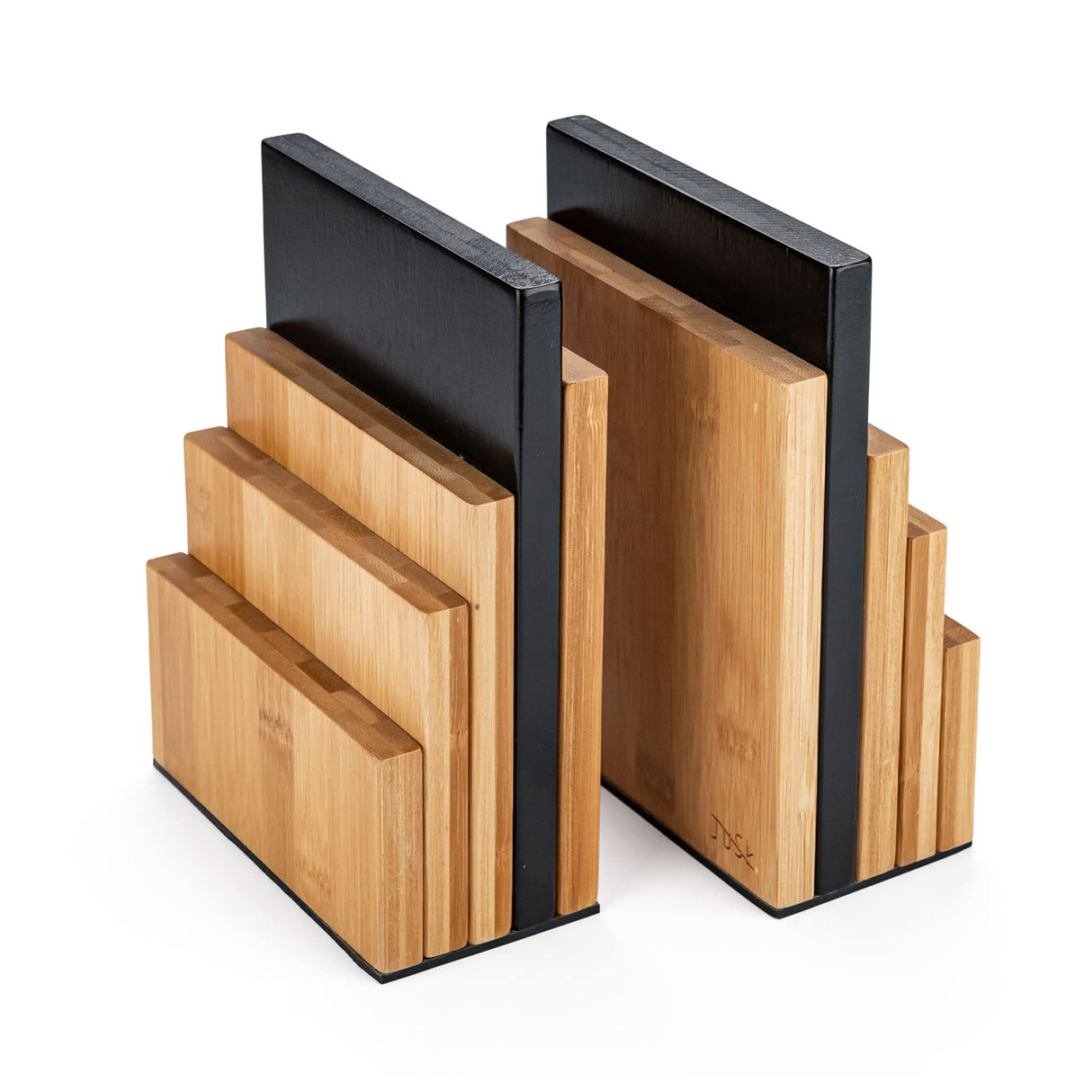 JUSK Design Bamboo Book End/Book Organizer - Non-Skid Decorative Bookends for Office and Home - Book Holders for Shelves - Substantial Weight - Holds Heavy Books JUSK