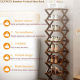 XZXWZX Shoe Rack, Bamboo Foldable Shoes Organizer Free Standing Shelf for Entryway, Closet, Bedroom, Hallway, | Natural | Functional | Multifunctional Shoe Rack (Wood Color) 4 Layers XZXWZX