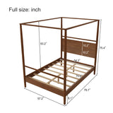 Merax Wood Canopy Bed Frame Full Size, Four Posters Bed/Squeak Resistant/No Box Spring Needed, Walnut Merax