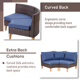 HUMMUH 11 Pieces Outdoor Furniture Set,Outdoor Half-Moon Sectional Couches Swivel Patio Chairs with Ottomans Coffee Table,All Weather PE Wicker Patio Conversation Sets for Garden Porch Backyard HUMMUH