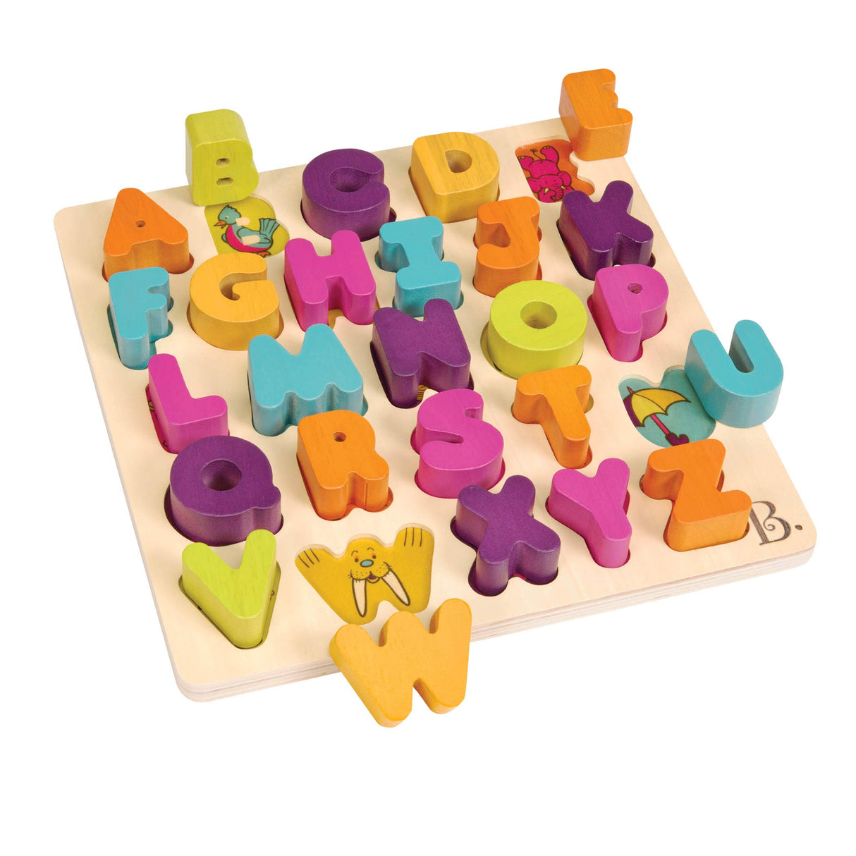 B. toys- Alpha B. Tical– Wooden Alphabet Puzzle – 26 Letter Pieces – Chunky Wooden Puzzle – Educational Toys for Toddlers, Kids – 18 Months + B. toys