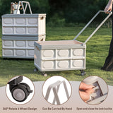 Foldable Utility Cart with Wooden Cover,Folding Portable Rolling Crate with 360° Swivel Wheels,Foldable Camping Basket Supplies,Portable Storage Crate Containers for Camping,Shopping,Office Fanboxk