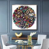 WingFun 1000 Piece Puzzle for Adults Round Puzzle Graffiti Music Puzzle Thick Sturdy Jigsaw Puzzle Art Puzzle Challenging Game WingFun