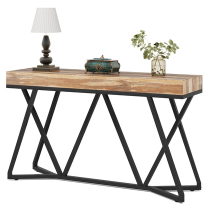 Tribesigns 55 Inches Console Table, Farmhouse Sofa Table Wood Entryway Table with Unique Metal Base, Behind The Couch Table Foyer Table, Industrial Accent Table for Hallway, Living Room, Entr - WoodArtSupply