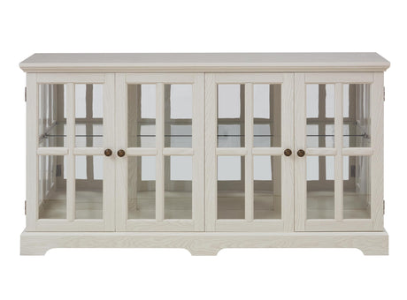 LED Curio Display Cabinet - Elegant Antique TV Cabinet with Glass Doors, Adjustable Shelves for Collectibles, Vintage Showcase with Remote-Controlled LED Lights for Home or Office (White) AMNOOI