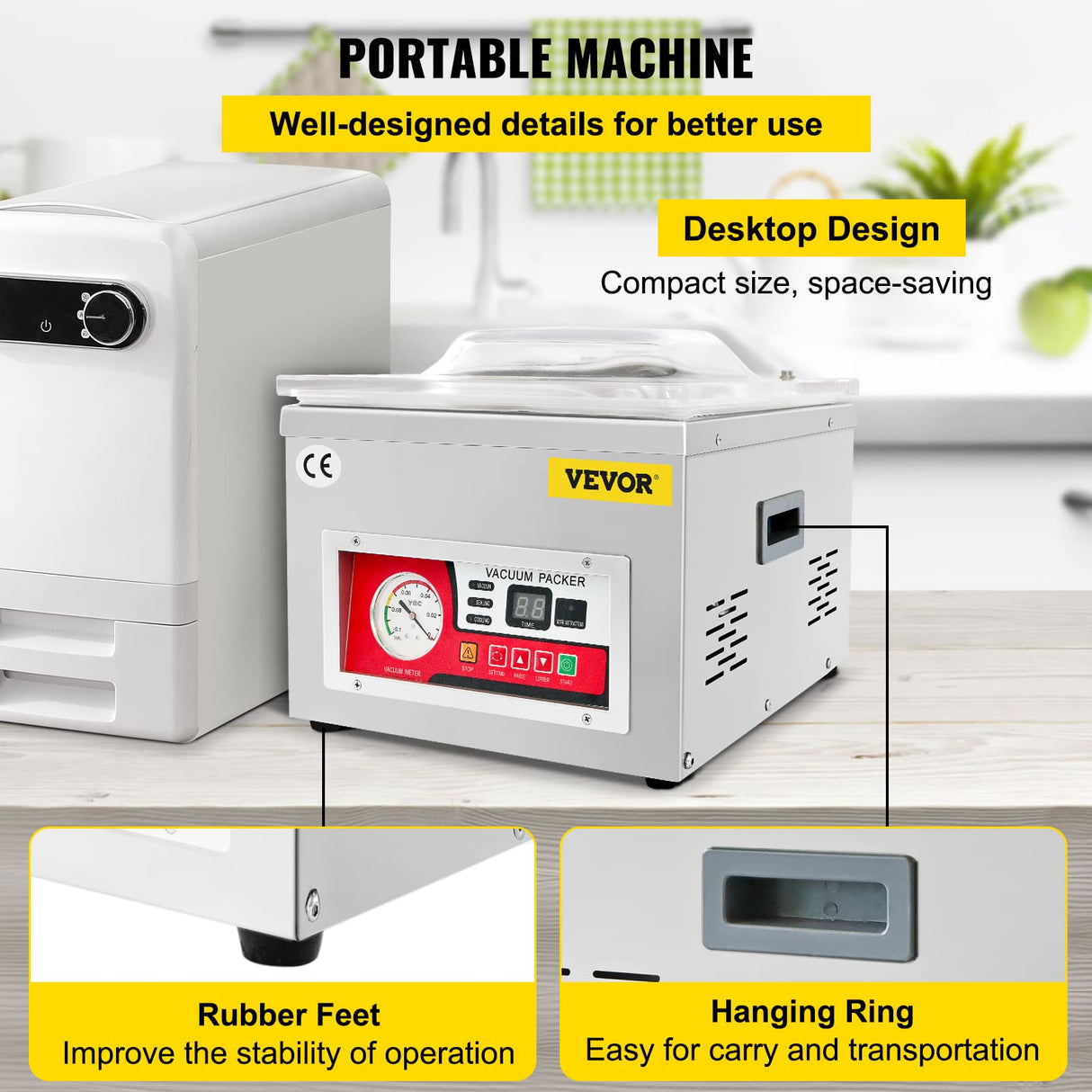 VEVOR Chamber Vacuum Sealer, DZ-260A 6.5 m³/h Pump Rate, Excellent Sealing Effect with Automatic Control, 110V Kitchen Packaging Machine for Fresh Meats, Fruit Saver, Home, Commercial Using VEVOR