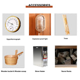 Outdoor Sauna 2 Person, Home Wooden Barrel Traditional Wood Sauna Room with Asphalt Shingle Roof, 220V Steam Spa, 4.5 kw Electric Heater with Sauna Stone, Water Bucket, Spoon, Light, Canadian Hemlock Smartmak