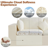 115''Cloud Boneless Sectional Couch, Modular Sectional Sofa Deep Seat with Ottoman, Oversized Upholstered Convertible Comfy 4 Seater Chenille Sofa L Shape Couches for Living Room, Beige WUTUTUEE