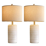 PoKat 23" Modern Ceramic Table Lamp Set of 2 for Living Room White Desk Lamps for Bedroom Farmhouse Bedside Nightstand Bedside Lamp End Table Lamps Beige PoKat