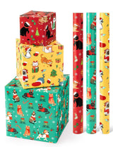 WERNNSAI Cat Christmas Wrapping Paper Rolls - 3 Rolls 17” x 120” Kids Cat Christmas Wrapping Paper Medium Roll Set Funny Kitten Christmas Wrapping paper Xmas Rolls Party Gift Decoration, for Girls/Boys WERNNSAI