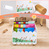 QwayHome Wood Kids Bookshelf with 2 Adjustable Dividers - Montessori Bookshelf for Nursey Room or Playroom - Toy Storage Oragnzier with Handle - Toddler Book Shelf for Bedroom Livingroom Classroom QwayHome