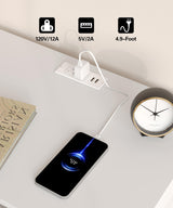 Akxomel White Nightstand Set of 2, Fluted Night Stand with Charging Station, 13.8" D x 15" W x 23.2" H, 2 Drawers Modern Bedside Table with USB Ports and Outlets, Golden Side Table for Bedroom Akxomel