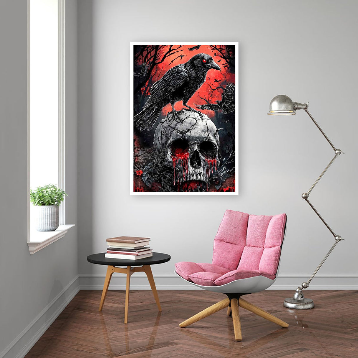 Helloween Crow Diamond Painting Kits for Adults, 5D Skull with Blood Horror Diamond Art Kits for Beginners, DIY Full Drill Diamond Kits Gem Arts Crafts for Home Wall Decor 12 x 16 Inch Mrnsiet