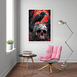 Helloween Crow Diamond Painting Kits for Adults, 5D Skull with Blood Horror Diamond Art Kits for Beginners, DIY Full Drill Diamond Kits Gem Arts Crafts for Home Wall Decor 12 x 16 Inch Mrnsiet