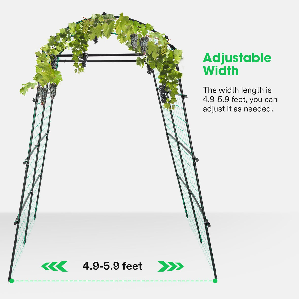 VIVOSUN 7Ft. Arch Trellis for Climbing Plants, 7 x 6 x 7ft Tall Metal Tunnel Trellis, Lightweight Metal Plant Support Archway with Nylon Netting for Climbing Vine, Vegetables, Fruits, Flowers, Black VIVOSUN