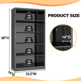 VASAAOSD 66" Tall Metal Bookcase, 5 Shelf Black Bookcase with Adjustable Shelves, Large Bookshelves and Bookcases, Modern Book Shelf Storage Organizer for Living Room, Home Office, Library (Black) VASAAOSD