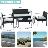 4-Piece Outdoor Wicker Sofa Set, Rattan Porch Furniture with Removable Cushions for Backyard, Balcony, and Deck - All-Weather Durability and Easy Assembly（Brown-Beige） Generic