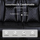 GEBADOL Power Recliner Sectional Sofa with LED, Black Leather Reclining Sectional Couch, Air Leather Sofa Couch with USB Port&Cup Holder for Living Room/Apartment/Office GEBADOL
