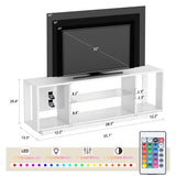 SogesPower LED TV Stand for 55/60/65” TVs,LED Entertainment Center with Charging Station and Adjustable Glass Shelves,TV Stand with Lights for Bedroom Living Room,Media TV Console with Storage,White SogesPower