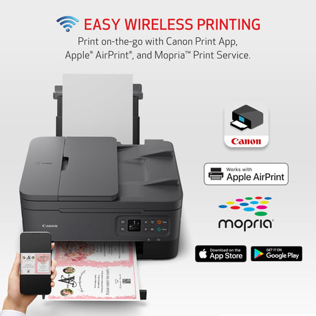 Canon PIXMA TR7020a All-in-One Wireless Color Inkjet Printer, with Duplex Printing, Mobile Printing, and Auto Document Feeder, Black, Works with Alexa Canon