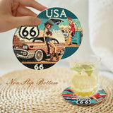 Mrnsiet 8 Pcs Car Diamond Art Coasters Kits for Adults, Highway Landscape Diamond Painting Coaster with Holder, Non Slip Hardwood Bases Coaster Set Gift for Beginners 4x4 Inch Mrnsiet