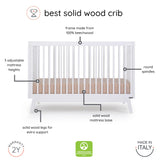 dadada Baby Soho 3-in-1 Convertible Crib to Toddler Bed – Wooden Crib Made in Italy, GREENGUARD Gold Certified Small Baby Crib – Baby-Safe Finish, Modern Design (White) dadada