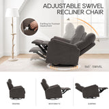 COLAMY Swivel Recliner Chair with Footrest, Strong Glide Chair High Back with Double-Layer Cushion, Rocker Recliner for Nursery & Living Room, Bedroom, Charcoal COLAMY