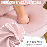 VINGLI Petal Makeup Vanity Chair with Back,Flower Cute Girls Desk Chair Comfy No Wheels,Modern Dining Chair,Small Accent Chair with Adustable Gold Legs&Bow Pillow for Home Office,Bedroom,Velvet,Pink VINGLI