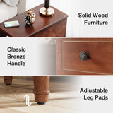 Tribesigns Solid Wood End Table, Fully Assembled Narrow Side Table with Drawers, Pre-Assembled Nightstand Slim Bedside Table for Small Spaces, Living Room, Bedroom, Brown Tribesigns