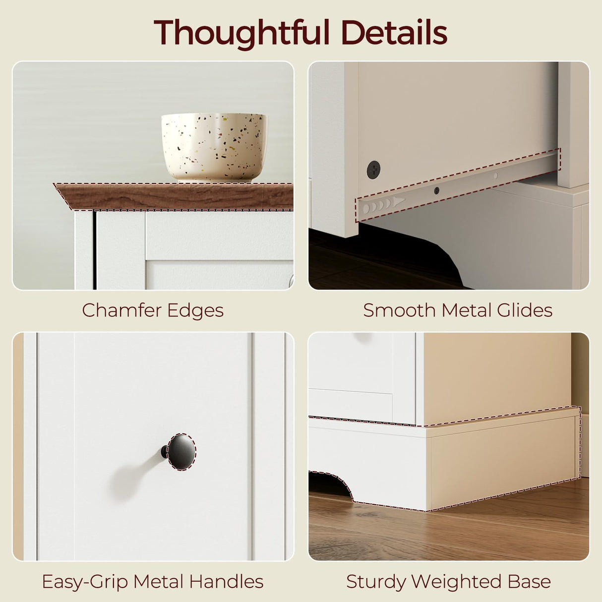 MAHANCRIS Farmhouse 9 Drawer Dresser for Bedroom, 55.1'' Modern Dresser, Engineered Wood Chest of Drawers, TV Stand with Storage, for Bedroom, Living Room, Hallway, White and Walnut MAHANCRIS